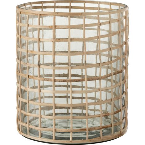 Photophore Design en Rotin "Lamina" 22cm Naturel (1/4)