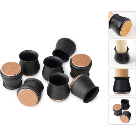 28Pcs Silicone de Chaise Pieds Protecteur, Silicone Chaise Casquettes Pieds, Embout de Chaise avec Antidérapant Feutre Empêchent les Rayures au sol et Réduisent le Bruit, Noir. (1/4)