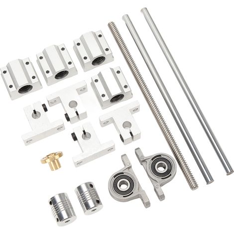 Tige de guidage linéaire T8x8, support d'arbre SC8UU, bloc coulissant à roulement, accouplement flexible 8-250 mm (1/5)