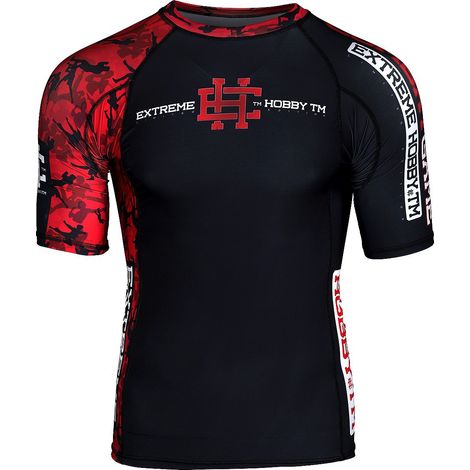 Herren Kurzarm-Rashguard RED Warrior L Schwarz