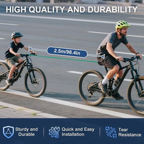 Bicycle Tow Bar, 2.5 m Retractable Bicycle Tow Rope, Children's Bike Tow Rope for Bicycle, Suitable for Mountain Bikes, Children's Bikes (1/5)