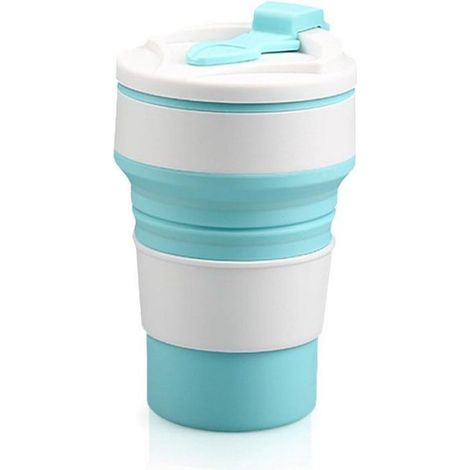1 Mug pliable, silicone alimentaire, avec couvercle, réutilisable, lave-vaisselle, voyage camping (1/4)