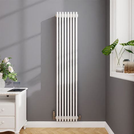 Biubiubath Traditional Cast Iron Style Radiator Vertical 4 Column White 1800x380mm