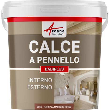 Calce a pennello per muri esterni e interni - BADIPLUS - 20 kg (fino a 100 m²) Marsala Bruno Rosso - ARCANE INDUSTRIES