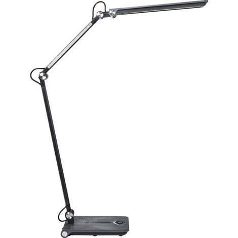 Office Desk Lamp Grey Table Lighting Reading Computer Lamp Adjustable Arm Slide 5-Steps Dimmer Switch Timer AQUILA