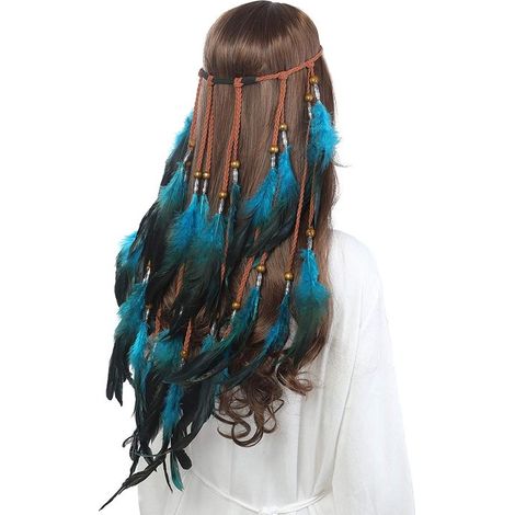 tocado de plumas, diadema, joyería de plumas, tocado boho con borlas (1/4)