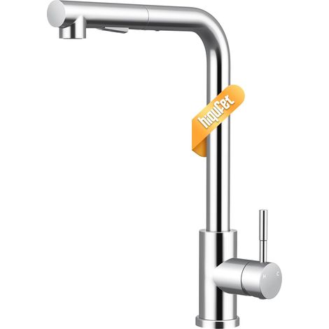 Robinet Cuisine, Bec Haut en Acier Inoxydable avec Rotation à 360°, Deux Modes et Installation DIY Facile, Chrome Poli (1/5)
