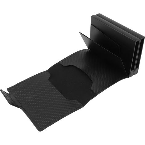 Portefeuille antivol en alliage d'aluminium, cuir PU, multifonctionnel, porte-cartes fin avec poche de localisation iOS, fibre de carbone, noir (1/5)