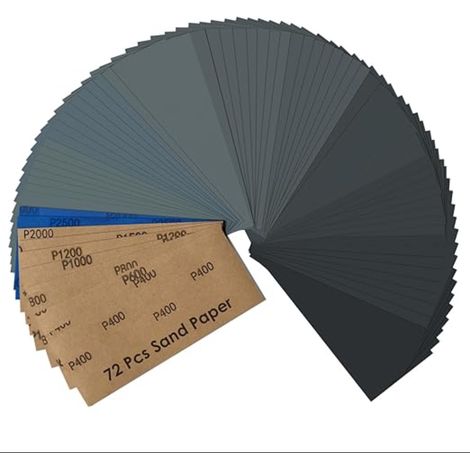 Papier de verre, Papier abrasif 400 600 800 1000 1200 1500 2000 2500 3000 Grains, papier à poncer fin pour la finition des voitures métal bois peinture murs, 9 x 23 cm (1/5)