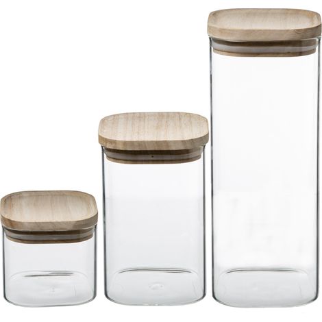 3 stapelbare glasgefäße hermet holzdeckel - 5five (1/5)