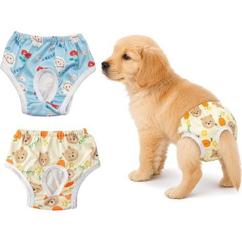 Couches réutilisables pour chiennes, culotte absorbante avec taille ajustable, culotte en coton respirant, protection contre les salissures pendant les chaleurs (1/5)