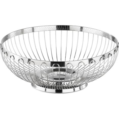 Panier en acier inoxydable poli miroir pour le pain ou les fruits, Ø 25,5 x 9,5 cm (1/5)