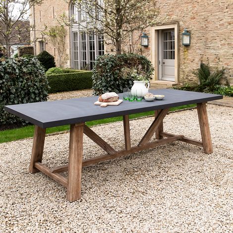 Garden Trading Chilford Wood Acacia Dining Table Grey Large Indoor Outdoor 2.4m