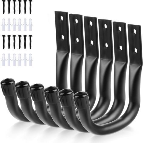 Set mit 6 Wandhaken, robustem Fahrradständer, Garagenzubehör, für Gartengeräte und Leitern (1/5)