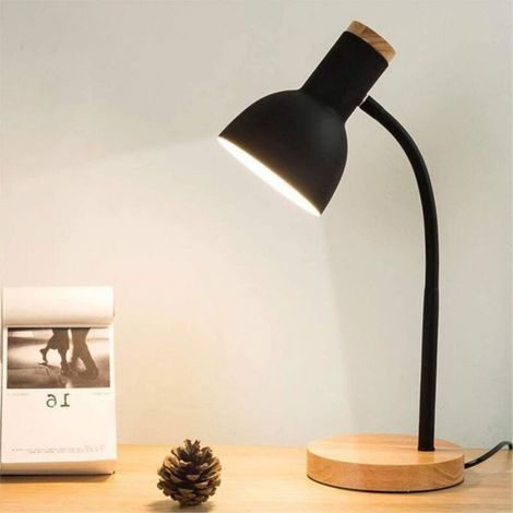 Lampe De Bureau - Bras Flexible En Col De Cygne - Bois Massif Et Métal - Pour Bureau Étude Chevet - 1 Pièce (1/5)