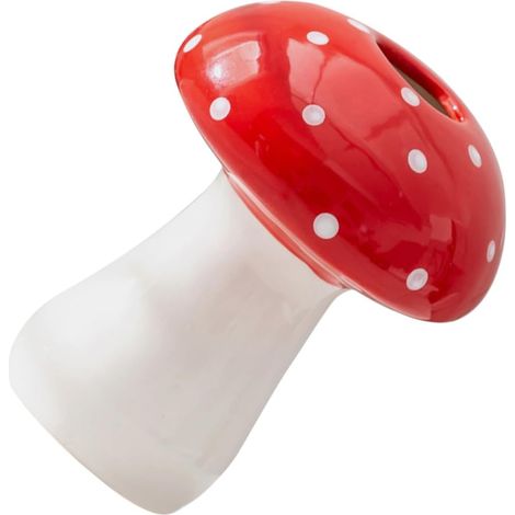 Vase Champignon en Céramique Rouge, Petit Vase Artisanal pour Fleurs Séchées ou Fraîches, Pot de Fleurs de Table Décoratif pour Bureau et Intérieur Moderne (1/5)