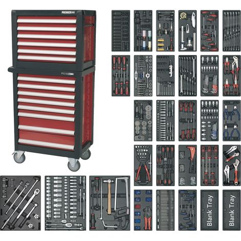 Sealey APTTC02 Premier™ Topchest & Rollcab Combination 14 Drawer with 1233pc Tool Kit