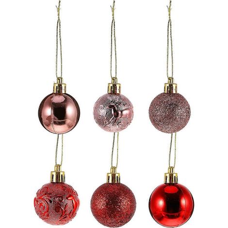 24-teiliges Set Weihnachtskugel-Anhänger, Weihnachtsschmuck, Hängeanhänger-4CM-Red (1/2)