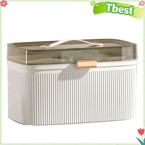 Tbest boîte à médicaments portable Boîte à médicaments domestique Portable, boîte médicale Double couche, meuble bac Blanche (1/5)