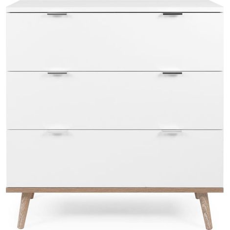 BigBuy COPENHAGUE Kommode Weiß Sonoma-Eiche 3 Schubladen (1/5)
