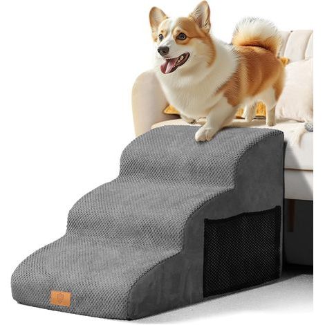 Hundetreppe aus hochdichtem Schaumstoff mit abnehmbarem Bezug und rutschfester Oberfläche für Welpen, Katzen und ältere Haustiere (1/5)