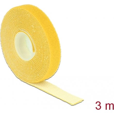 Delock Cinta de gancho y bucle en rollo LA 3 m x AN 13 mm amarillo