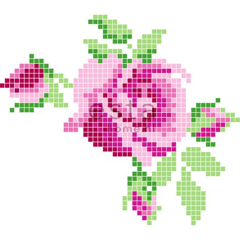 papier peint panoramique rose en crochet rose et vert - ESTAhome (1/5)