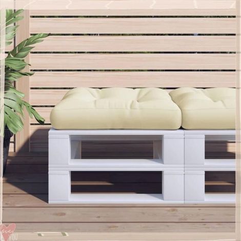 Coussin de palette - VINGVO - 360427 - Crème - 50x50x12 cm - Polyester résistant eau/UV (1/5)