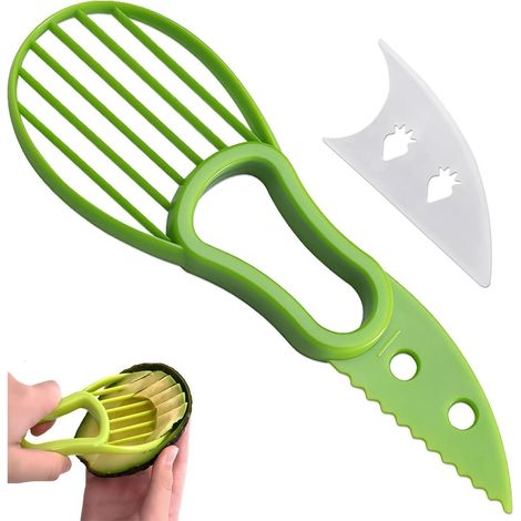 Coupe-avocat multifonction – Découpe, écrase et dénoyaute – Pour guacamole et salades – Vert (1/5)