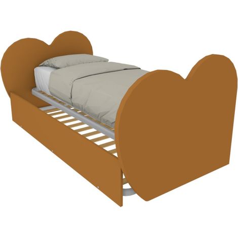 Letto singolo a cuore con secondo letto estraibile - Ideale per camerette - Zolfo (1/5)