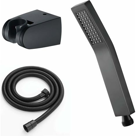 Nazalus-Hot Sale-Messing-Handbrause, Einzelfunktionsbrause, Anti-Kalk-Brause mit Silikonauslauf, mit Schlauch, Handbrause, Schwarz