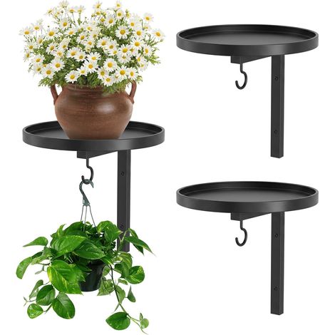 Lot de 2 supports muraux pour plantes - Pour salon et balcon - Noir (1/5)
