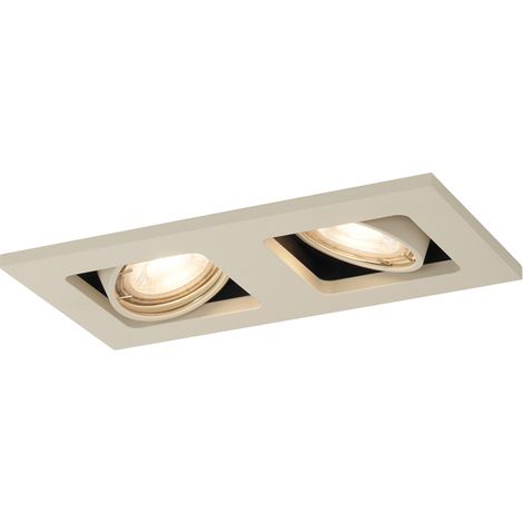 QAZQA Moderno Foco empotrado moderno beige GU10 50 mm giratorio e inclinable 2 luces - Qure Aluminio Rectangular Adecuado para LED Max. 2 x 10 Watt