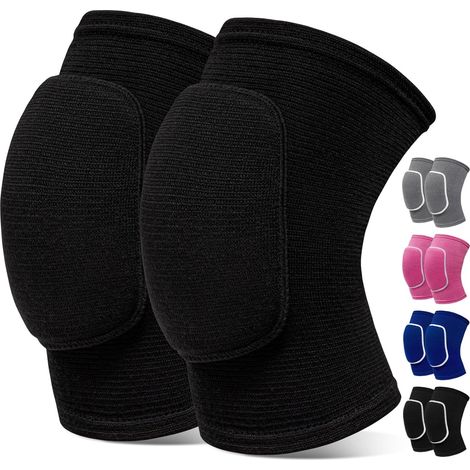 Genouillère pour volley-ball, basket-ball, football, danse, yoga, tennis, course à pied, cyclisme, musculation et escalade - Modèle unisexe pour femmes, hommes, enfants et filles - Noir, taille S