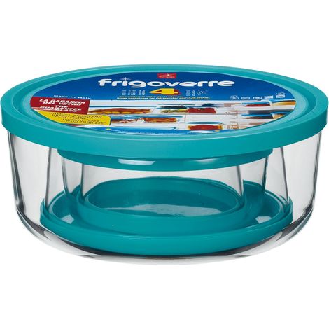 Contenitori tondi in vetro per alimenti per cucina viaggio set 4 Pz BORMIOLI