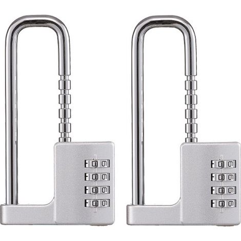 1 cadenas à combinaison en forme de U pour armoire, cadenas à 4 chiffres en acier inoxydable avec code, verrou de sécurité réglable de 11,4 cm de long (1/5)