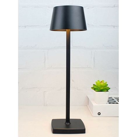 Rechargeable Wireless LED Table Lamp, USB Portable Metal Light, Mini Small Bedside Lamp for Outdoor Restaurant, Bar, Cafe, Black (1/5)