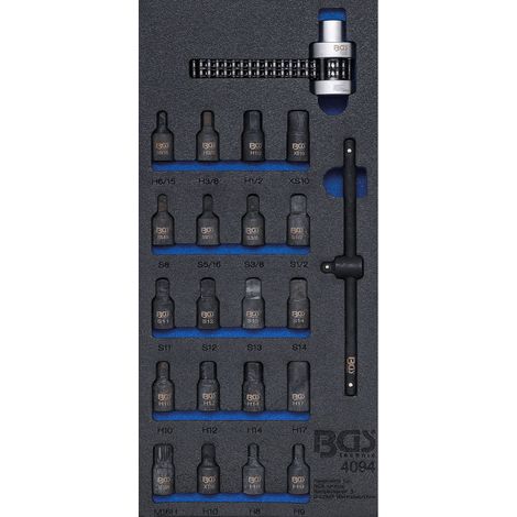 BGS  Carro  Taller  Inserto  1/3:  Inserciones  Cárter  Aceite  /  Llave  Cadena  Filtro  Aceite  22  piezas  -  4094