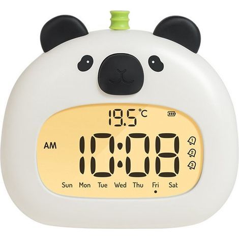 3-in-1 Kids Digital Alarm Clock - Wireless Sleep Trainer and Dimmable Night Light - USB-C Rechargeable with Snooze Function - BPA-Free, Suitable for Boys and Girls - Panda Pattern (1/5)