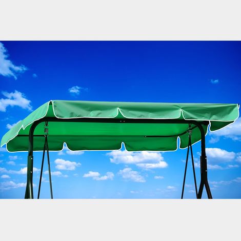 Housse de toit de rechange pour balancelle hollywoodienne - 210 x 145 cm - Imperméable, coupe-vent, indéchirable, tissu en polyester, anti-UV, étanche à la poussière - 250 x 190 cm - Vert (1/5)