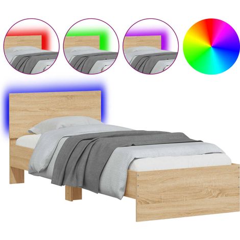 Lit Adulte - Lit Simple - Cadre de Lit avec lumières LED 90x190 cm q626 (1/4)