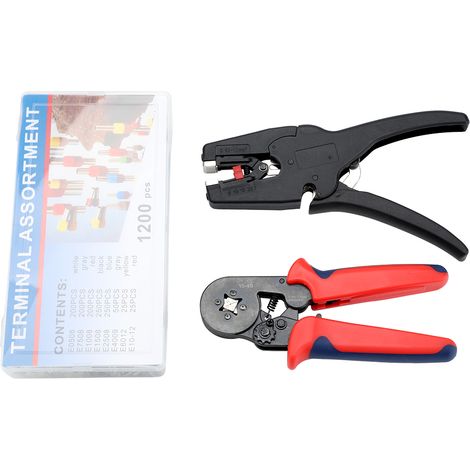 Red Ratcher Teriminal Crimping Pliers with 1200 Terminal Connector Wire Stripper Set