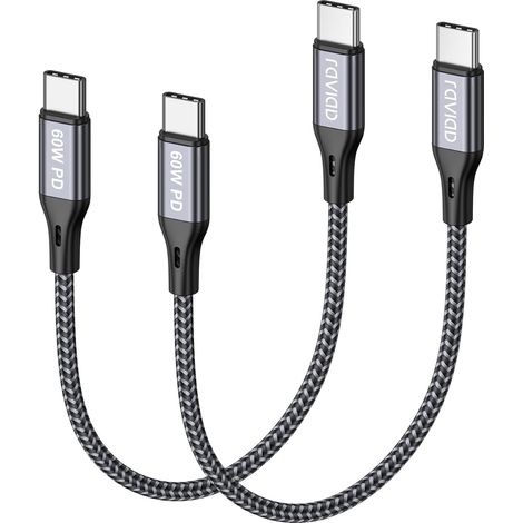 60W Câble USB C vers USB C 50CM/Lot de 2, Cable USB C Charge Rapide (1/5)