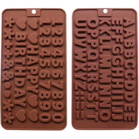 2 Pièces Moule, lettres et chiffres, silicone alimentaire, flexible, réutilisable, pour gâteau d'anniversaire (1/5)