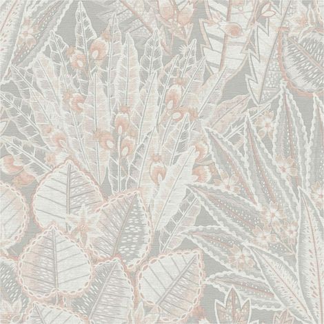 Flowers wallcovering wall Profhome 396534 hot embossed non-woven wallpaper slightly textured with floral ornaments matt grey beige white 5.33 m2 (1/5)