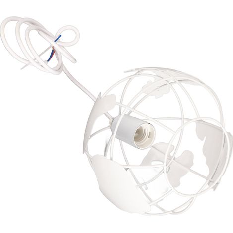 Suspension globe blanc de 20 cm de diamètre, style industriel, pour café créatif, chambre, bar, comptoir, style rétro nordique moderne et minimaliste. (1/5)