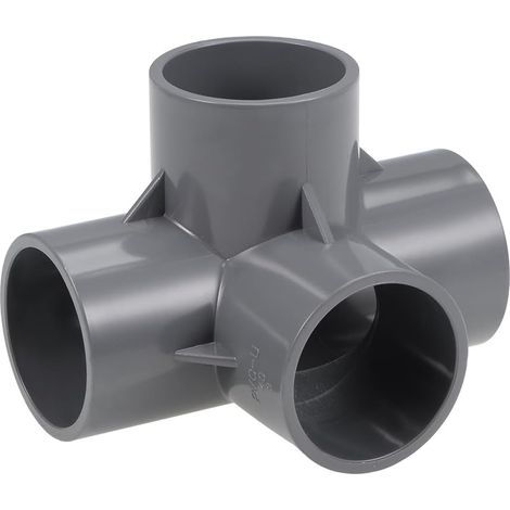 Lot De 4 Raccords PVC 4 Voies À 90° 40mm, Connecteur En T Pour Tuyau D'Arrosage, Jonction D'Angle Pour Systèmes D'Irrigation, Serres Et Projets DIY, Gris (1/5)
