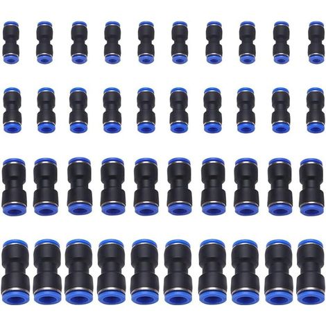 40 Pieces Straight Pneumatic Quick Connect Tube Fittings, Hose Fittings, Plastic Air Line Tube Fitting, for 6mm/8mm/10mm/12mm Tubes (1/4)