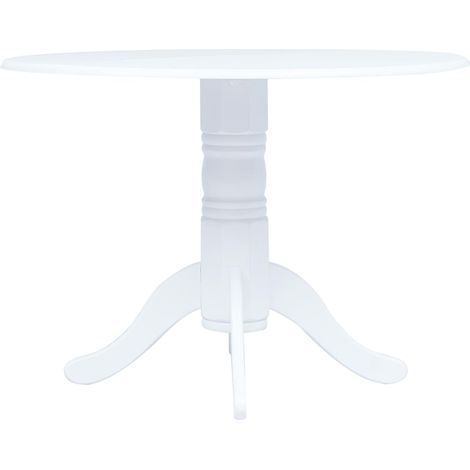FIMEI Table de salle à manger Blanc 106 cm Bois d'hévéa massif (1/5)
