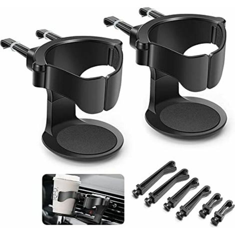 Portabicchieri per auto, 2 pezzi, portabicchieri per auto regolabile, per bocchette di ventilazione di auto e camion (nero)